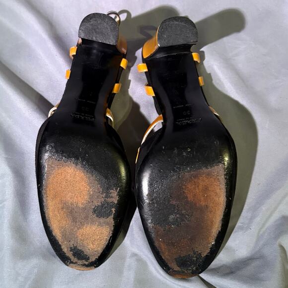 Prada Yellow Patent Black Suede Heels Size 39 
(8.5) - Picture 7 of 8